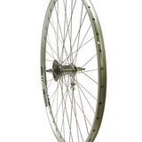 28" TAKAKIEKKO ALEX ACE 17 / SHIMANO 18-622 1-V, ALUMIINI, HOPEA – jalkajarrullinen city- ja vakiopyörän takapyörä