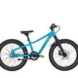 Sininen lasten 20" maastopyörä. Shimano NExus 3-napavaihteisto, jalkajarru ja nestelevyjarru edessä. Jäykkä etuhaarukka.