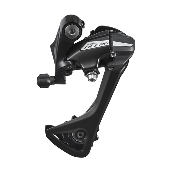 Musta Shimano Acera -takavaihtaja. Sopii 7-8-vaihteisen kasetin kanssa käytettäväksi. 